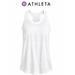 Athleta White Mesh Racerback Tank XL Athletic Workout Top Breathable Activewear
